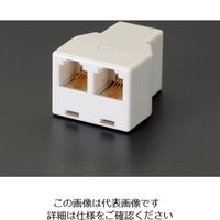 エスコ モジュラーコード2分配アダプター(6極4芯) EA764CB-2 1セット(10個)（直送品）