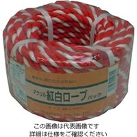 松浦工業 アクリル紅白ロープ約8ミリX20M 丸巻パック 4984834140704 1個（直送品）
