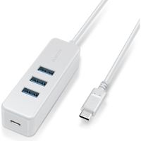 エレコム USBハブ タイプC USB3.0メス×３ マグネット付 PC給電 セルフ・バス両用 ホワイト U3HC-T431P5WH 1個