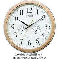 リズム RHYTHM 電波 壁掛け時計(アナログ表示) 温湿度計付き 連続秒針 ブラウン φ330×45mm 8MY553SR23 1個（直送品）