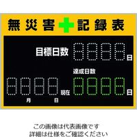 日本緑十字社 緑十字 LED無災害記録表 自動カウントUP+カレンダー機能搭載 軽量・薄型タイプ 598×84