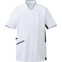KAZEN スクラブジャケット半袖（男女兼用） 987-18 ホワイト×ネイビー