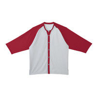 トンボ キラク ニット患者衣 前開きシャツ CR800 ストロベリーレッド×シルバーモク M 患者衣 1枚（取寄品）