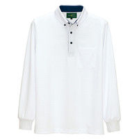 アイトス 制電長袖ポロシャツ（男女兼用） 50012 ホワイト S 介護ユニフォーム 1枚（直送品）