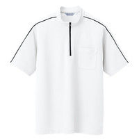 アイトス 半袖クイックドライジップシャツ（男女兼用） CL3000 ホワイト L 1枚（直送品）