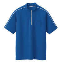 アイトス 半袖クイックドライジップシャツ（男女兼用） CL3000 ブルー 5号 1枚（直送品）
