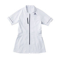 アディダス レディスジャケット SMS004 ホワイト×ネイビー L KAZEN（カゼン） 医療白衣 1枚（直送品）