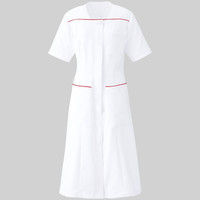 YUKISABURO WATANABE レディスワンピース半袖 YW114 ホワイト×ベルベットレッド 7号 KAZEN（カゼン） 医療白衣 1枚（直送品）