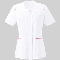 YUKISABURO WATANABE レディスジャケット半袖 YW122 ホワイト×ブリリアントピンク 7号 KAZEN（カゼン） 医療白衣 1枚（直送品）