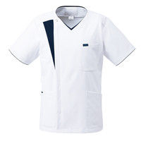 FOLK（フォーク） メンズジップスクラブ 7053SC ホワイト×ダークネイビー BL 医療白衣 1枚（直送品）