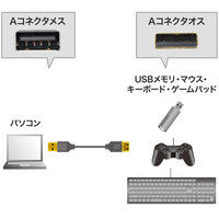 サンワサプライ 極細USB延長ケーブル Aオス-Aメス（延長タイプ） USB2.0 KU-SLEN