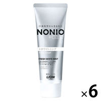 NONIO（ノニオ）プラスホワイトニング ハミガキ フレッシュホワイトミント香味 130g 1セット（6本） ライオン 歯磨き粉 口臭 美白