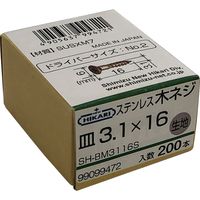 New Hikari (ニューヒカリ) ステンレス木ネジ 生地 φ3.1×16 200本入 1箱（直送品）