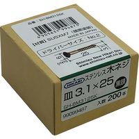 New Hikari (ニューヒカリ) ステンレス木ネジ 黒頭 φ3.1×25 200本入 1箱（直送品）