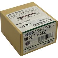 New Hikari (ニューヒカリ) ステンレス木ネジ 生地 φ3.1×32 200本入 10箱（直送品）