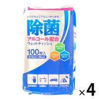 除菌ボトルウェットティッシュ 詰替 1セット（100枚入×4袋）