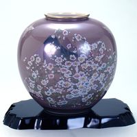 伊野正峰 九谷焼 6号花瓶 紫かすみ草（直送品）