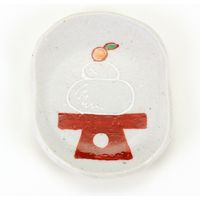 伊野正峰 九谷焼箸置き豆皿 赤盛 鏡餅（直送品）