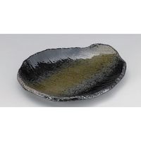 アースモス 美濃焼 変形皿（大） 黒緑彩変形