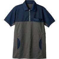 住商モンブラン ポロシャツ 兼用 半袖 ネイビー×チャコールグレー72-480_M（直送品）