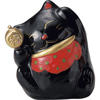 招き猫 福小槌 厄除け強運猫 黒（貯金箱） （2個入）（直送品）