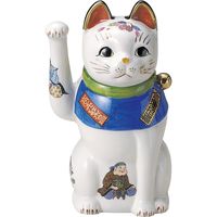 瀬戸焼 招き猫 赤絵七福神中猫（右） （1個入）（直送品）