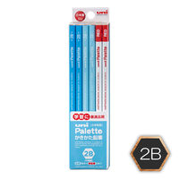 三菱鉛筆(uni) ユニパレット 2B 6角 鉛筆10本+赤鉛筆2本 パステルブルー軸 K55632B