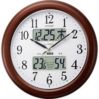 シチズン 温湿度計付き掛け時計 電波時計 インフォームナビEX カレンダー表示 夜間自動点灯 ブラウン SH-11-4FY620 1個（直送品）