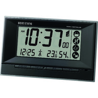 リズム RHYTHM 電波 目覚まし時計 温湿度計付き 環境目安表示 黒 8RZ207SR02 1個 157-8346（直送品）