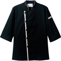 住商モンブラン コックコート 男女兼用 7分袖 ブラック×ライトグレー 6-420_S（直送品）