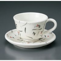 アースモス 美濃焼 和風コーヒーカップ 粉引小花コーヒー碗皿 [240cc] （2個入）（直送品）