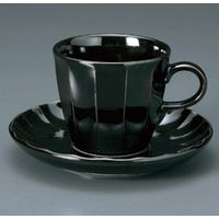 アースモス 美濃焼 和風コーヒーカップ ソギ黒コーヒー碗皿 [180cc] （3個入）（直送品）