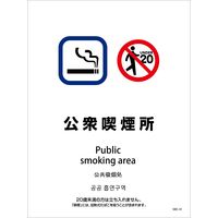 グリーンクロス 喫煙設備ステッカー　壁面床面用　4ヶ国語タイプ　ＳＷＳー１０　公衆喫煙所 1146551610 1枚（直送品）