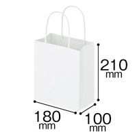 丸紐 クラフト紙手提袋ベーシック 180×210×100 白 1袋（50枚入） オリジナル（わけあり品）