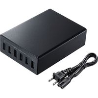 サンワサプライ USB充電機 AC充電機 6ポート 12A　高耐久仕様　ブラック ACA-IP67BK 1台
