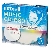 マクセル 音楽用ＣＤーＲ　８０分　ワイドプリントレーベル　ホワイト　５枚パック　１枚ずつ５ｍｍプラケース入り CDRA80WP.5S 1個（直送品）