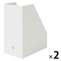 無印良品 ポリプロピレンスタンドファイルボックス ワイド A4用 ホワイトグレー 約幅15×奥行27.6×高さ31.8cm 2個 良品計画