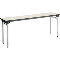 【設置込】コクヨ 会議用テーブル KT-500 折畳みテーブル 棚無 丸脚メッキ 幅1800×奥行450×高さ700mm ナチュラルグレー 1台（直送品）