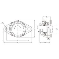 旭精工 ひしフランジ形ユニット UKFL+H形 アダプタ付き、テーパ穴形 CUKFL208CN 1セット（3個）（直送品）