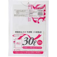 ジャパックス 容量表示入ポリ袋 30L ピンクリボンモデル 白半透明 厚み0.017mm TSP30 1冊(10枚)