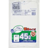 ジャパックス 容量表示入ポリ袋 45L 増量 白半透明 厚み0.015mm TSN65 1冊(50枚)