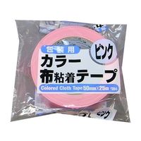 リンレイ カラー布粘着テープNO.384 50mm×25m ピンク 30巻入 RT384-PINK5025 1箱(30巻) 62-9214-55（直送品）