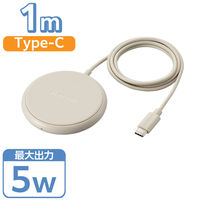 エレコム ワイヤレス充電器 Qi認証 5W 卓上 滑り止めパッド ケーブル一体 おくだけ充電 W-QA25