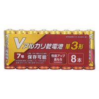 オーム電機 Vアルカリ乾電池 単3形 8本パック 08-4034 1セット(80本)（直送品）