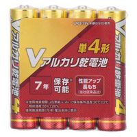 オーム電機 Vアルカリ乾電池 単4形 4本パック 08-4036 1セット(80本)（直送品）