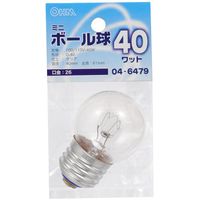 オーム電機 白熱電球 ミニボール球 G40 E26 クリア 40W 61mm LB-G4640-C 1セット(10個)（直送品）