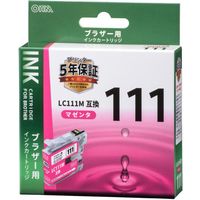 オーム電機 ブラザー LC111M対応 互換インクカートリッジ マゼンタ INK-B111B-M 1セット(3個)（直送品）