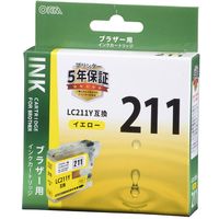 オーム電機 OHM ブラザー LC211Y対応 互換インクカートリッジ イエロ INK-B211B-Y 1セット(3個)（直送品）