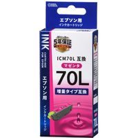 オーム電機 エプソン ICM70L対応 互換インクカートリッジ マゼンタ INK-E70LB-M 1セット(2個)（直送品）