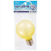 オーム電機 白熱ボール電球 バルーン カラー E26 40Wイエロー LB-G7640-BY 1セット(5個)（直送品）